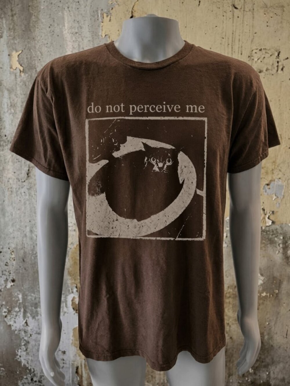 Brown Men's Cat Graphic Tee Do Not Perceive Me Gildan